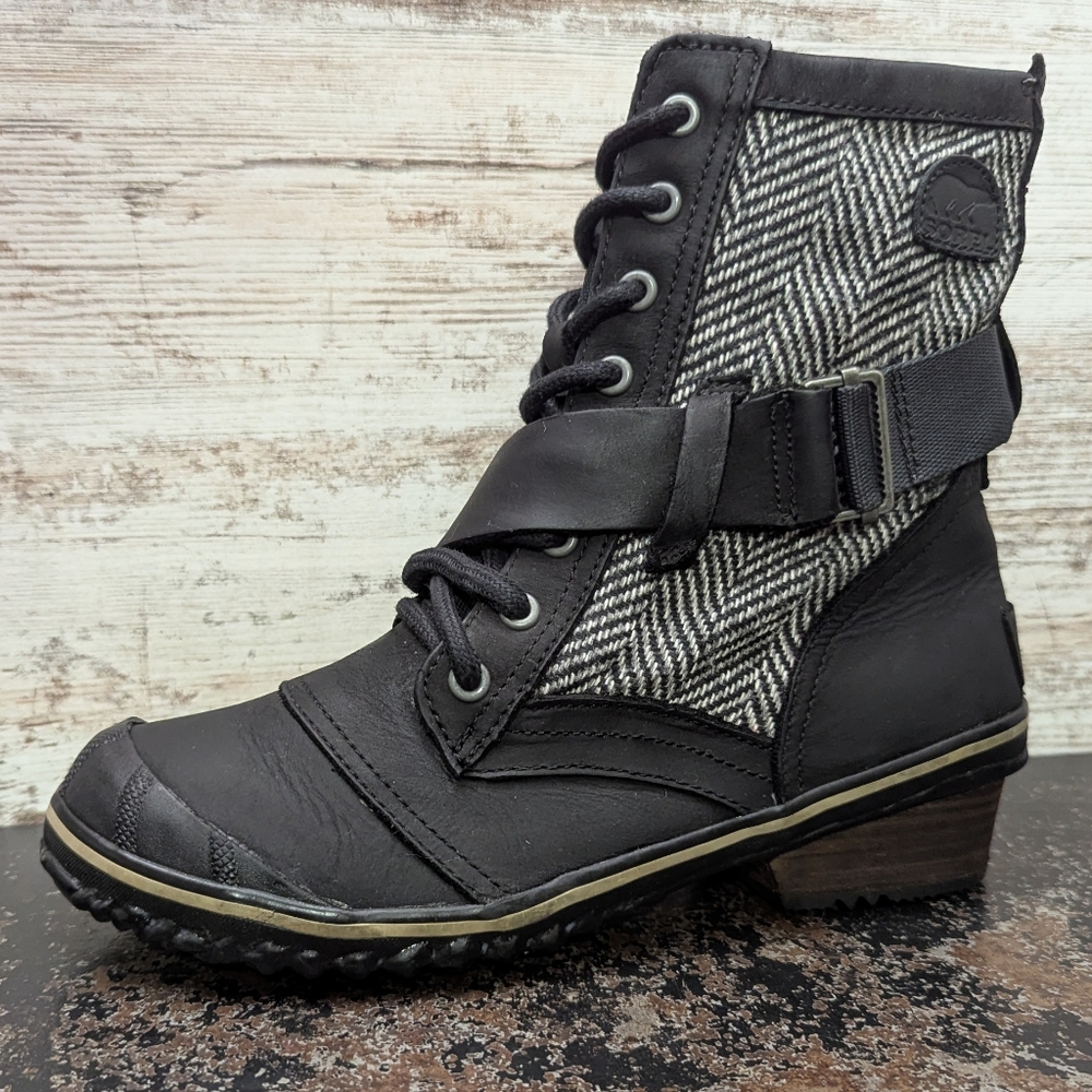 Womens Sorel Slimboot Winter Boots Sz 7 Used NL2153 010 Herringbone